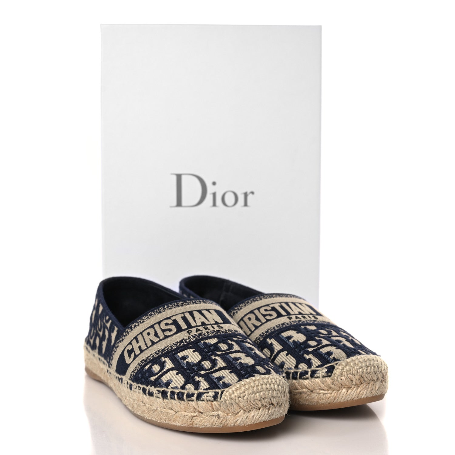Christian Dior Oblique Embroidered Granville 15mm Espadrilles 38.5 Deep Blue 9 of 9