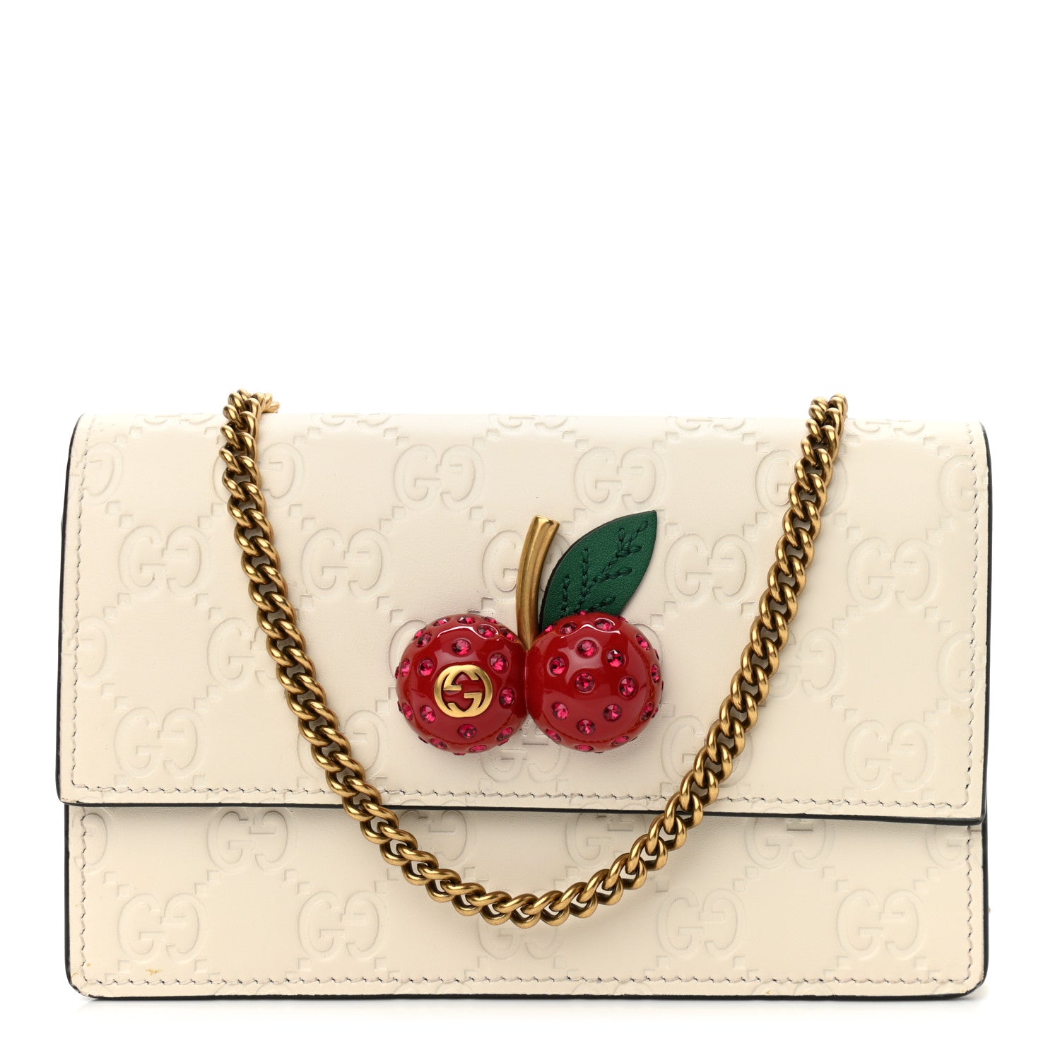 Gucci Guccissima Mini Cherry Chain Bag White 1 of 10