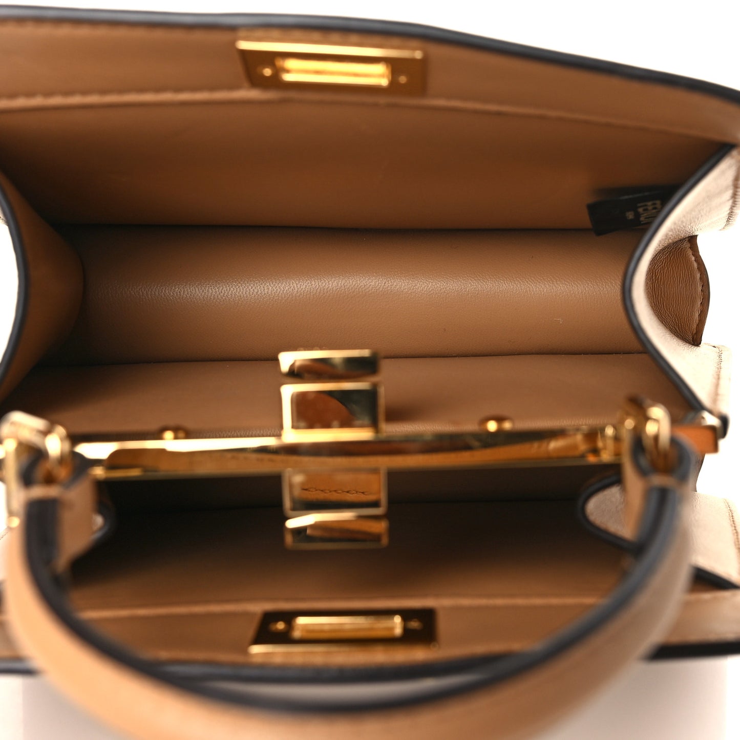 Shiny Nappa Petite Peekaboo I SEE U Satchel Miele Scuro
