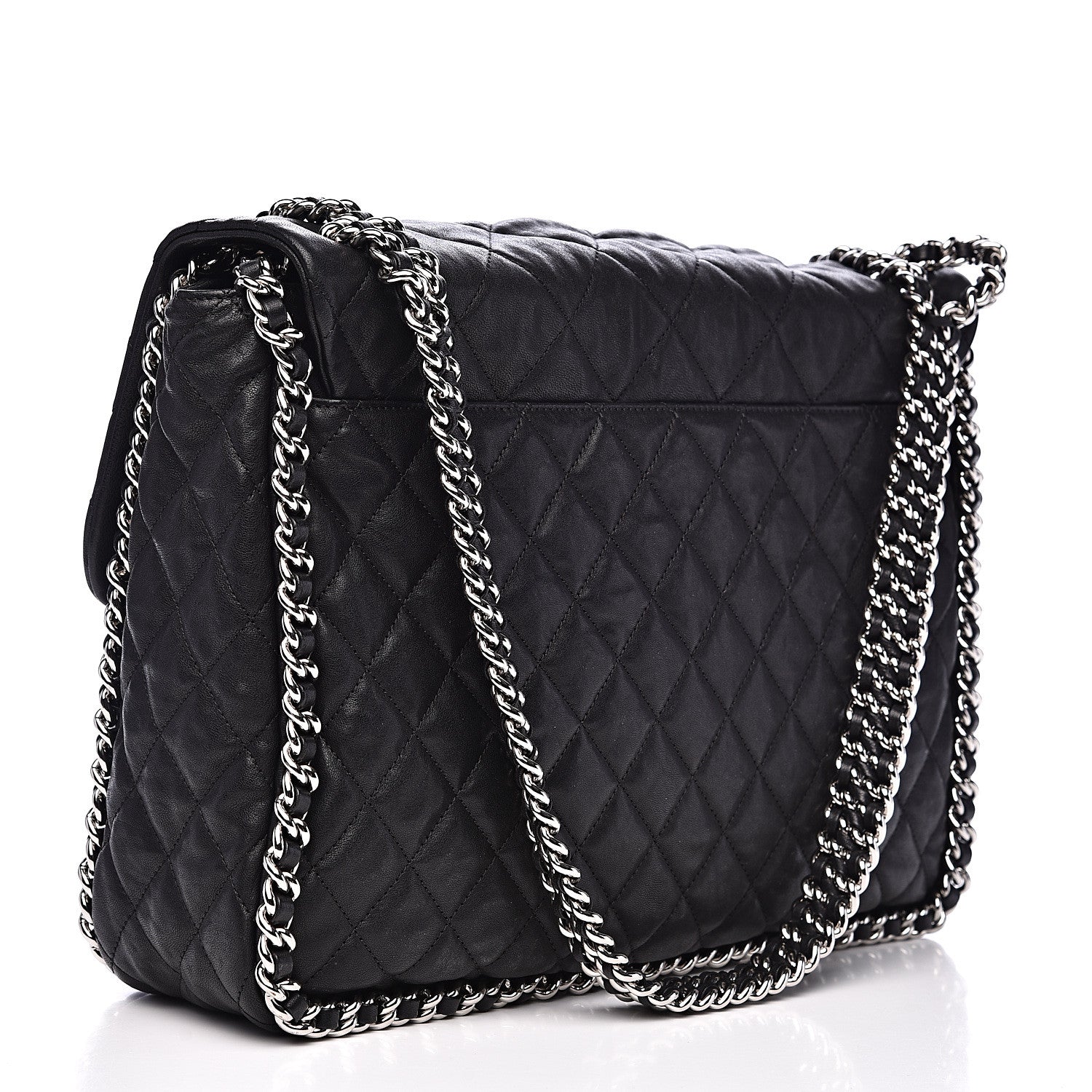 Chanel Washed Lambskin Quilted Maxi Chain Around Flap Black 3 of 14
