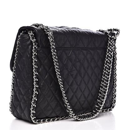 Chanel Washed Lambskin Quilted Maxi Chain Around Flap Black 3 of 14