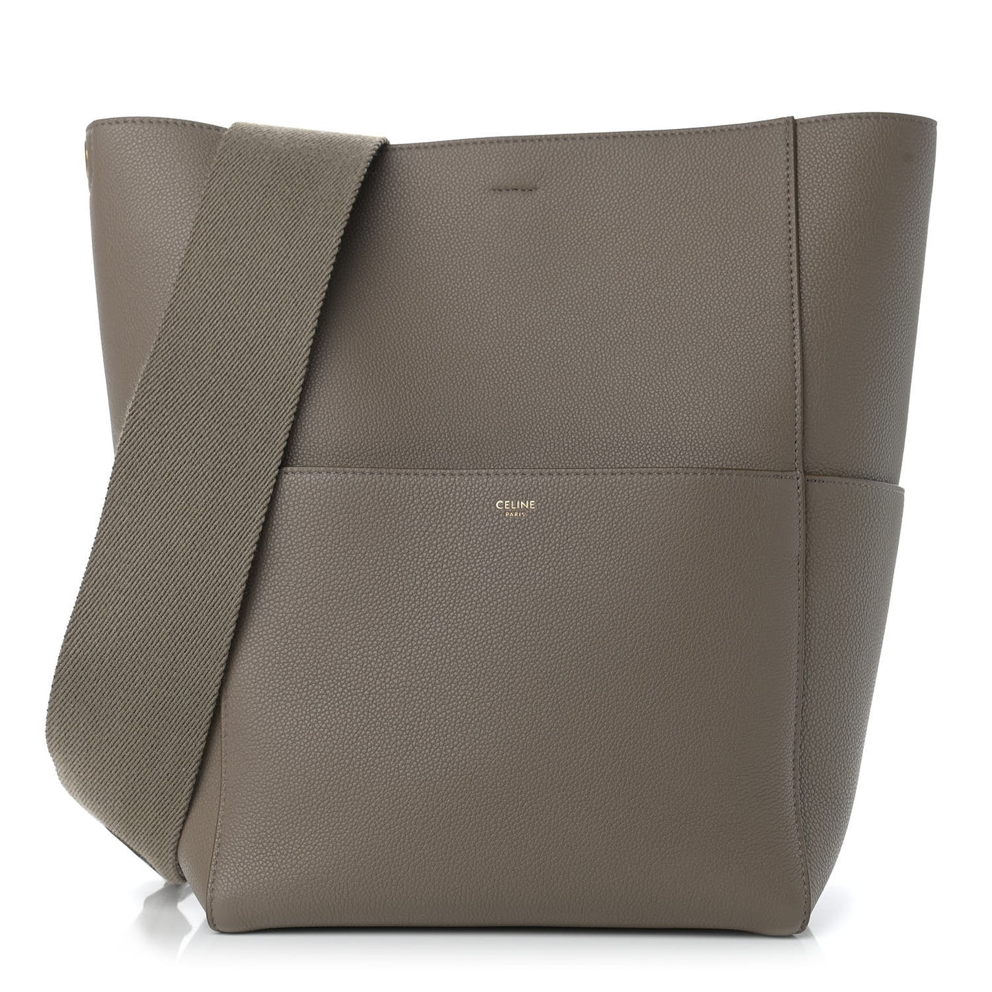 Soft Grained Calfskin Sangle Bucket Bag Taupe