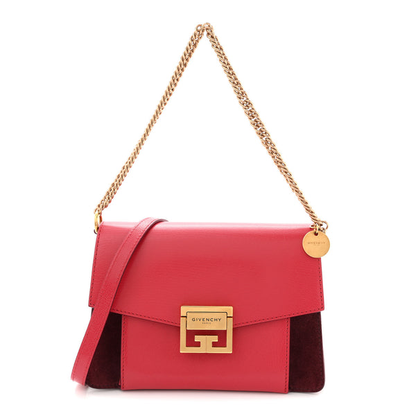 Givenchy Goatskin Suede Small GV3 Shoulder Bag Pink Aubergine