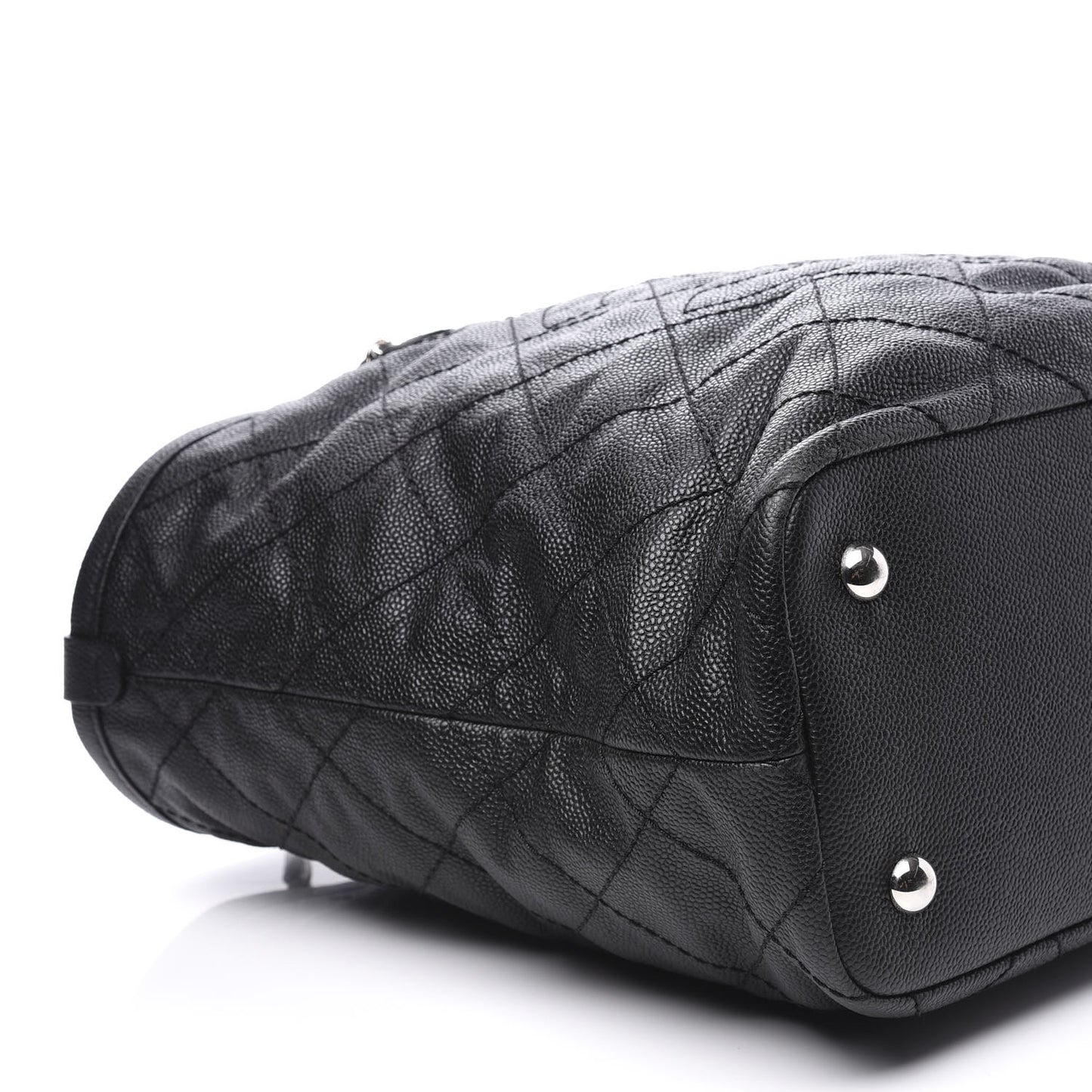 Grained Calfskin Quilted Small Daily Shopping Tote Black