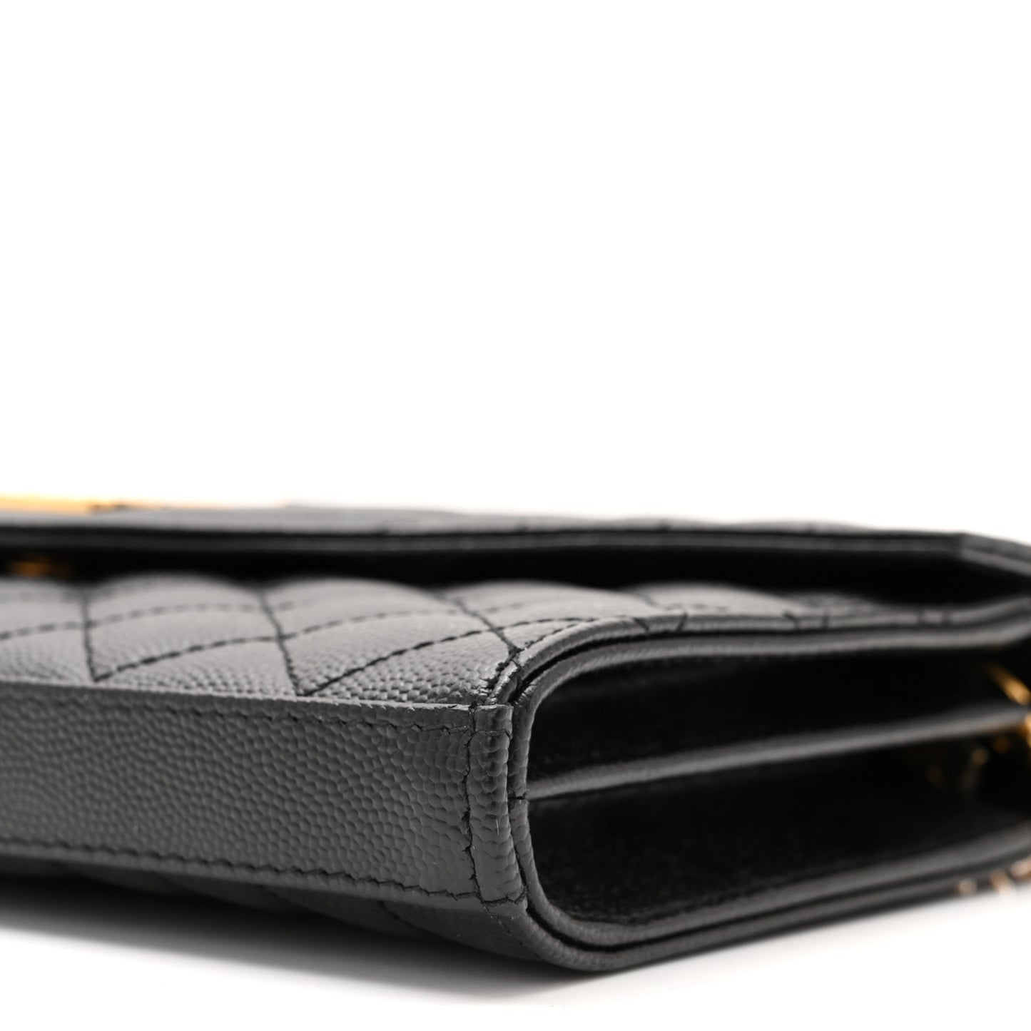 Grain De Poudre Mixed Matelasse Triquilt Monogram Chain Wallet Black