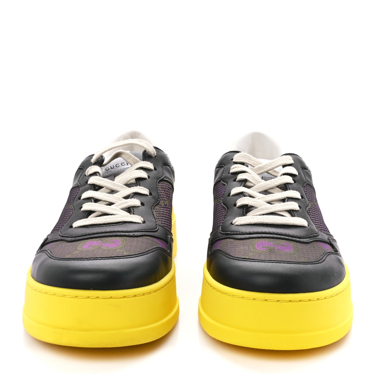 Calfskin Mesh GG Monogram Mens Chunky Sneakers 10 Black Purple
