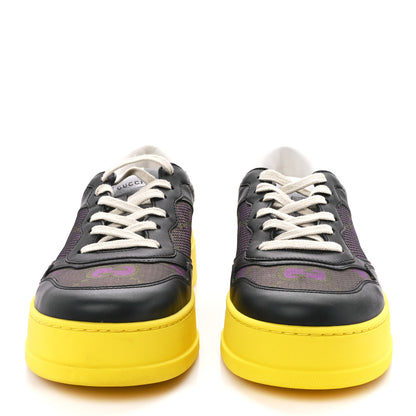 Gucci Calfskin Mesh GG Monogram Mens Chunky Sneakers 10 Black Purple 2 of 9