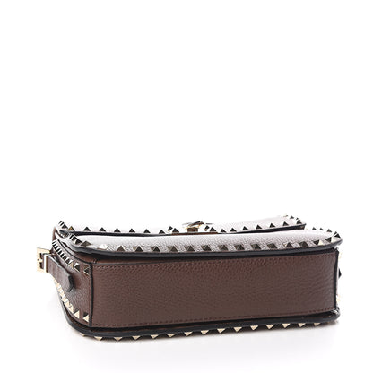 Valentino Garavani Pebbled Calfskin Medium Rockstud Flap Saddle Bag Cacao 4 of 10