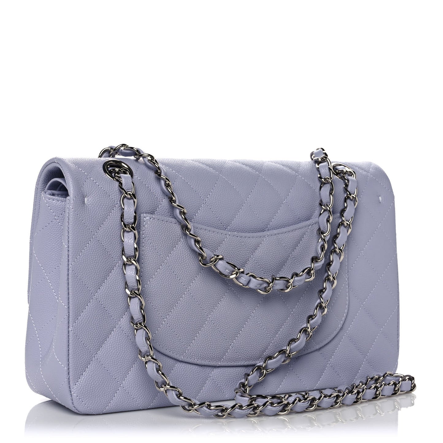 Caviar Quilted Medium Double Flap Light Purple