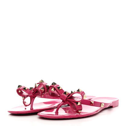 Valentino Garavani PVC Jelly Rockstud Bow Thong Sandals 38 Deep Cyclamin 3 of 7