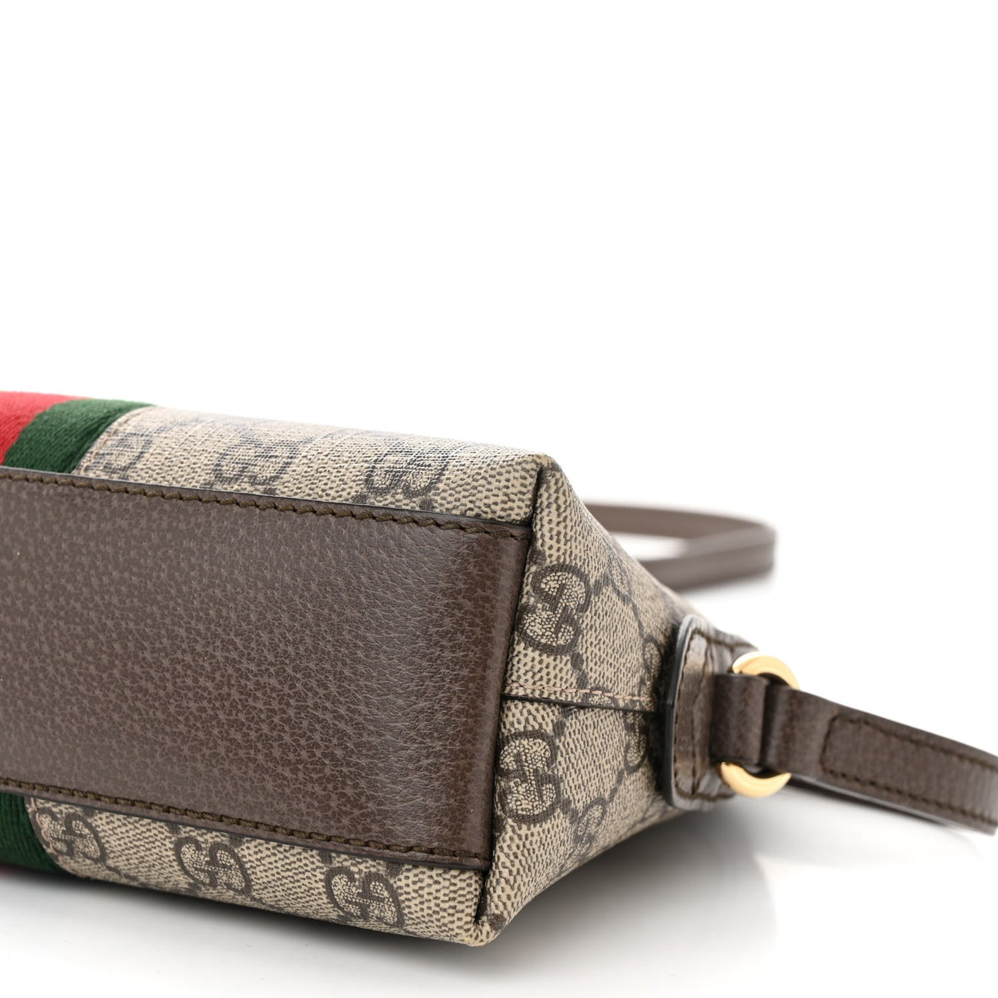 GG Supreme Monogram Textured Dollar Calfskin Web Small Ophidia Dome Shoulder Bag Beige Ebony New Acero