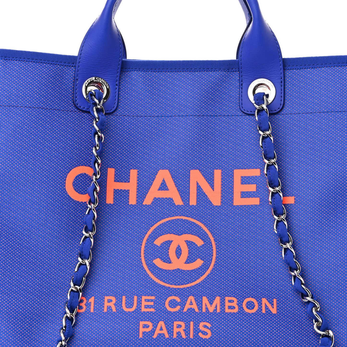 Mixed Fibers Medium Deauville Tote Blue Orange