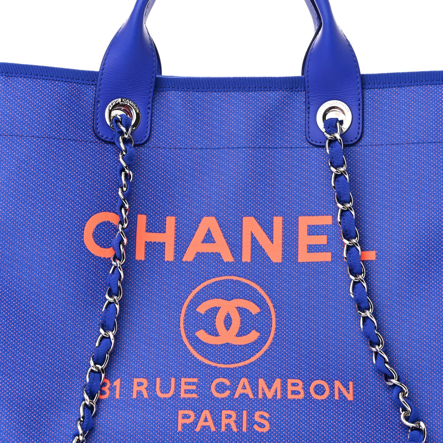 Chanel Mixed Fibers Medium Deauville Tote Blue Orange 9 of 12