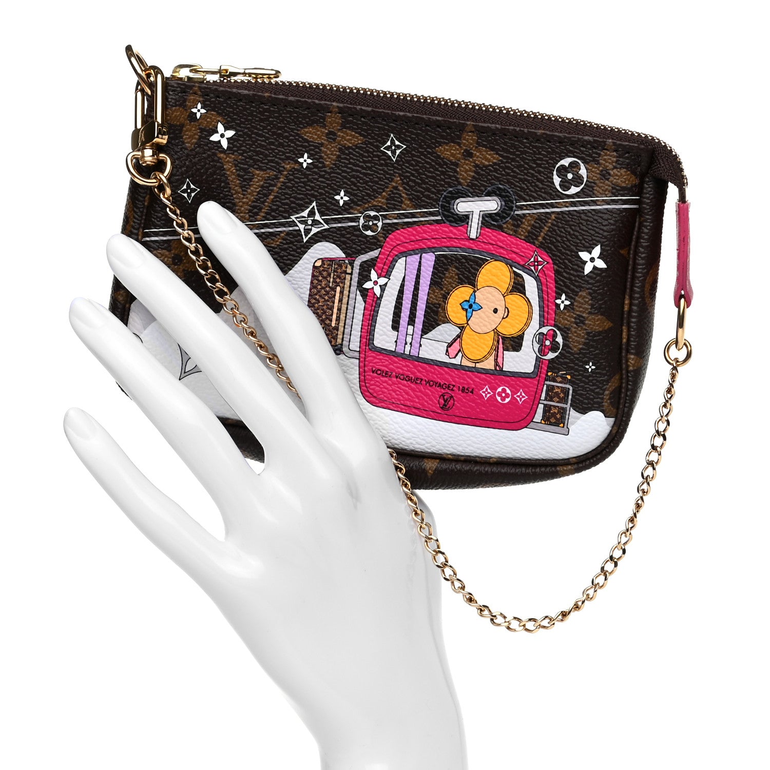 Louis Vuitton Monogram 2019 Christmas Animation Mini Courchevel Pochette Accessories Fuchsia 2 of 8