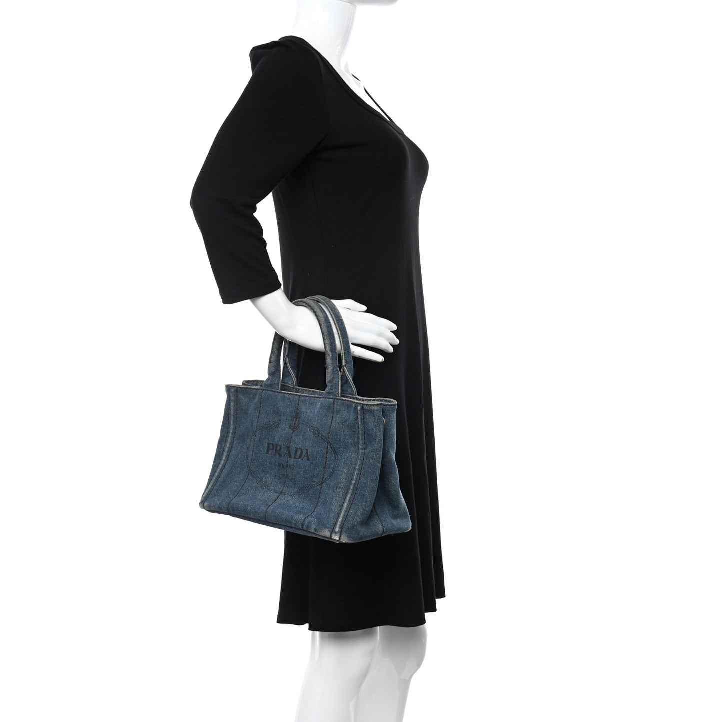Denim Small Logo Tote Bleu