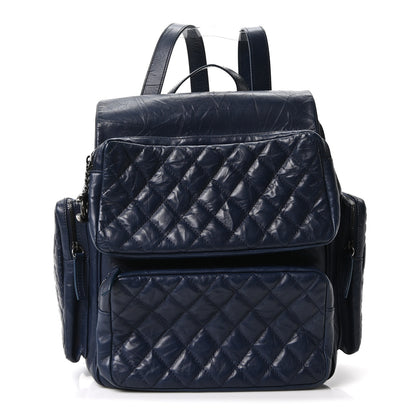 Chanel Aged Calfskin Quilted Medium Casual Rock Airlines Backpack Blue 1 of 10
