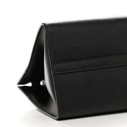 Prada Saffiano Cuir Calfskin Medium Monochrome Top Handle Tote Black 10 of 11