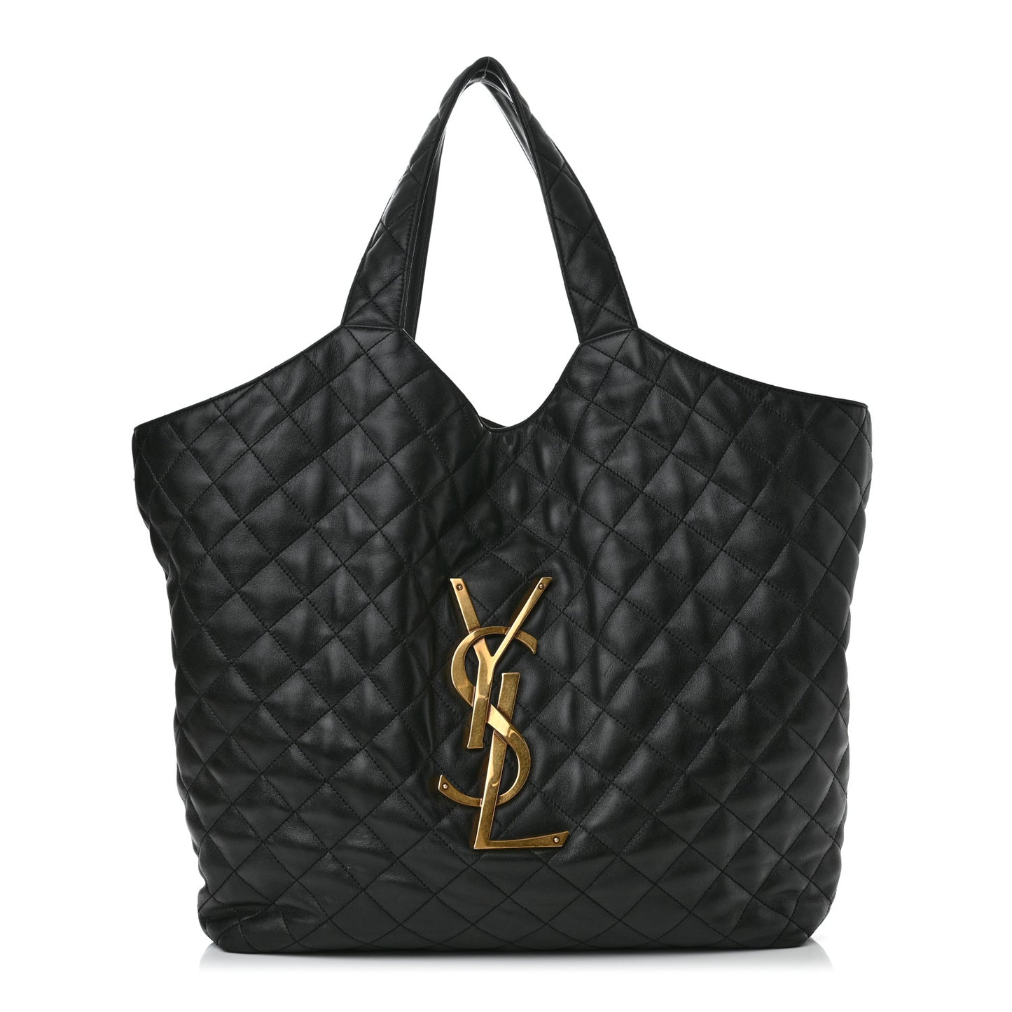 Lambskin Quilted Maxi Icare Shopping Tote Black