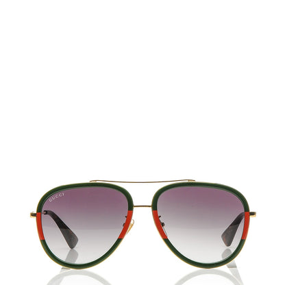 Gucci Web Aviator Sunglasses GG0062S Green Red 2 of 8