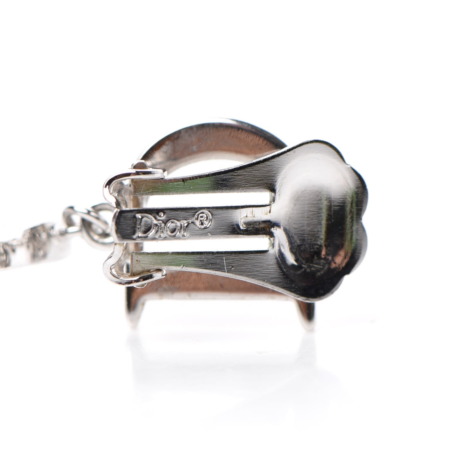 Christian Dior Crystal Heart Hoop Clip On Earrings Silver 4 of 4