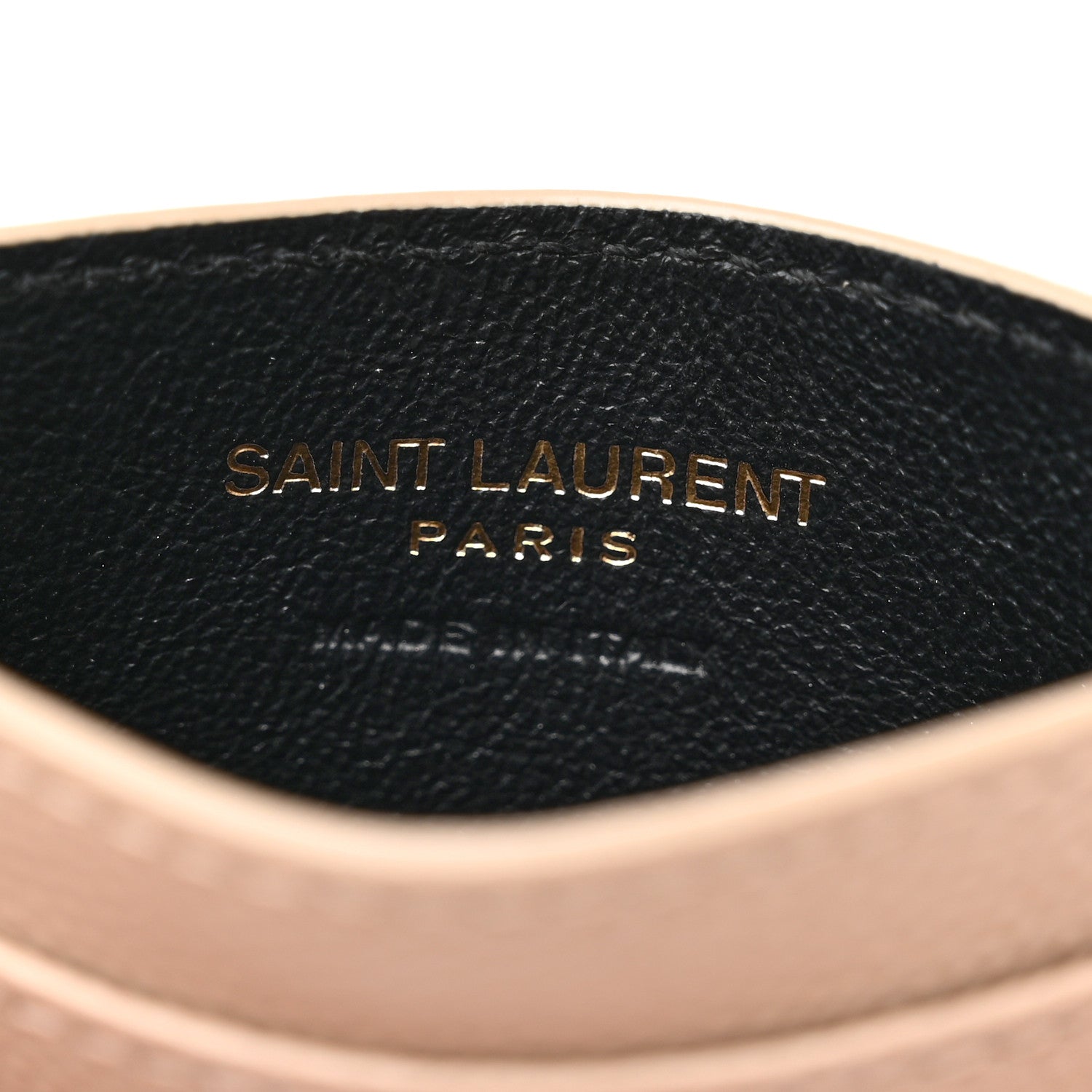 Saint Laurent Grain De Poudre Matelasse Chevron Monogram Credit Card Case Dark Beige 6 of 7