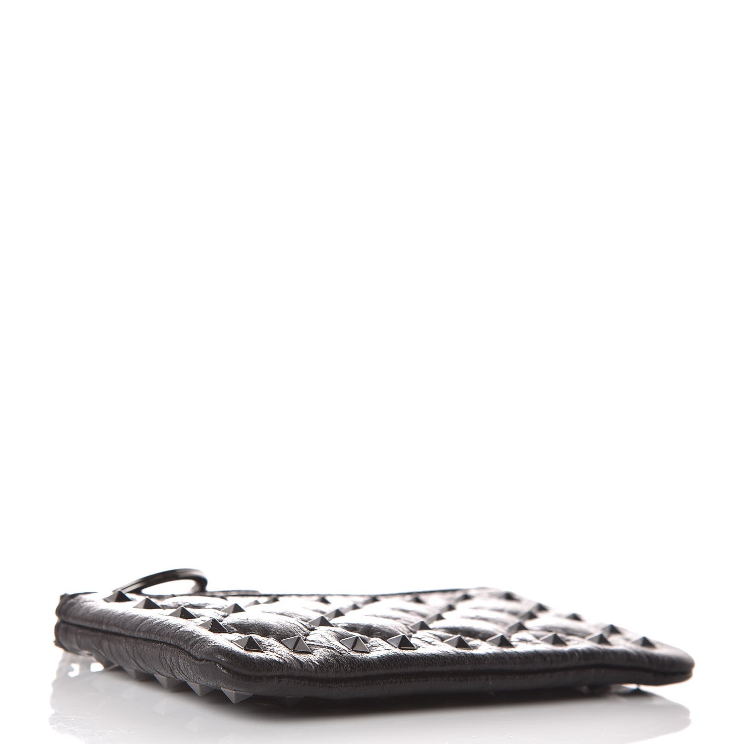 Valentino Garavani Craquele Nappa Rockstud Spike Key Pouch Black 4 of 7