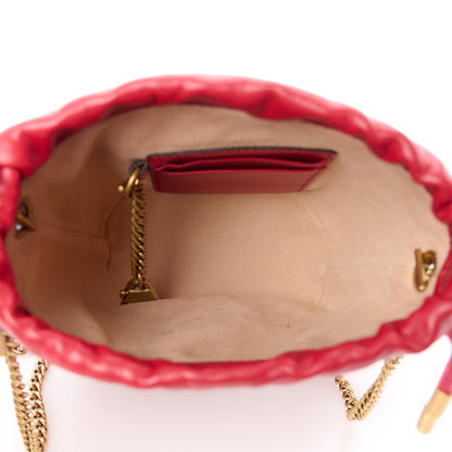 Gucci Calfskin Matelasse Mini GG Marmont 2.0 Bucket Bag Hibiscus Red 5 of 10
