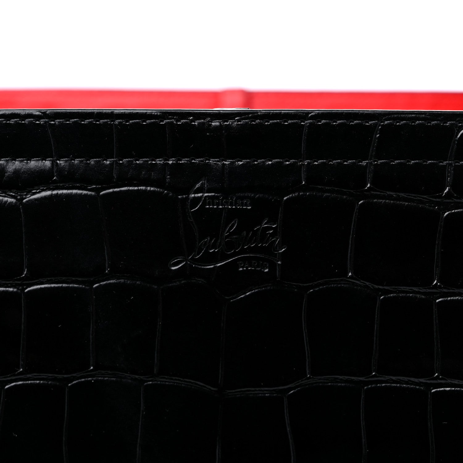 Christian Louboutin Calfskin Crocodile Embossed Spikes Large Cabarock Black 6 of 10