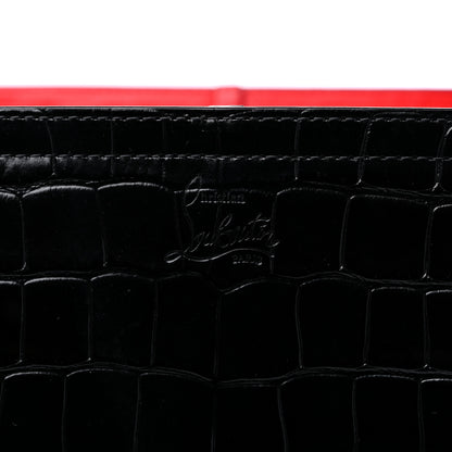 Christian Louboutin Calfskin Crocodile Embossed Spikes Large Cabarock Black 6 of 10
