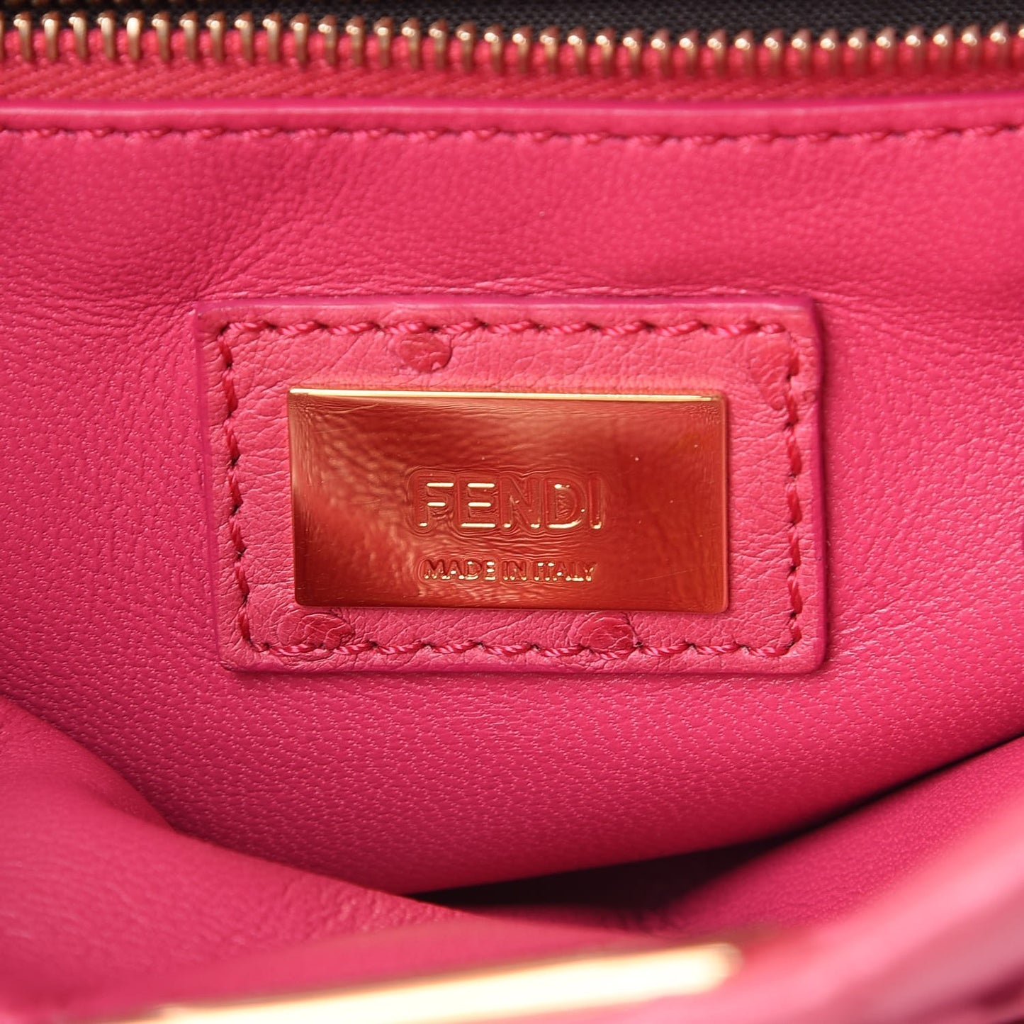 Ostrich Shiny Nappa Mini Peekaboo Iconic Satchel Fuchsia