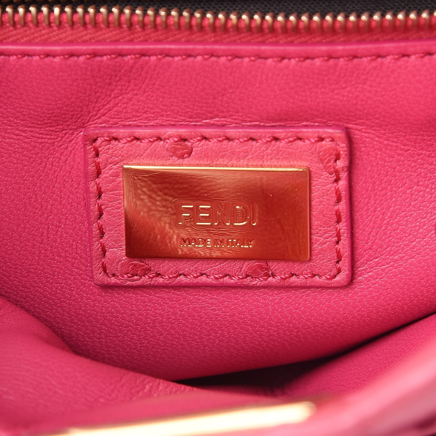 Fendi Ostrich Shiny Nappa Mini Peekaboo Iconic Satchel Fuchsia 7 of 8