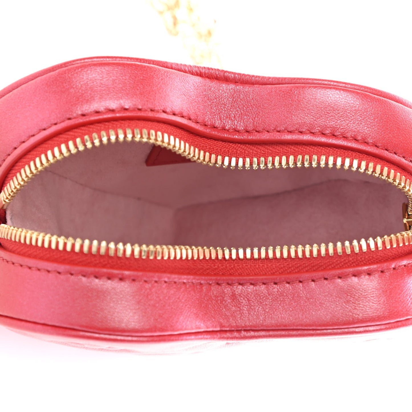 Lambskin Embossed Monogram Fall In Love Sac Coeur Heart Chain Bag Lipstick Red