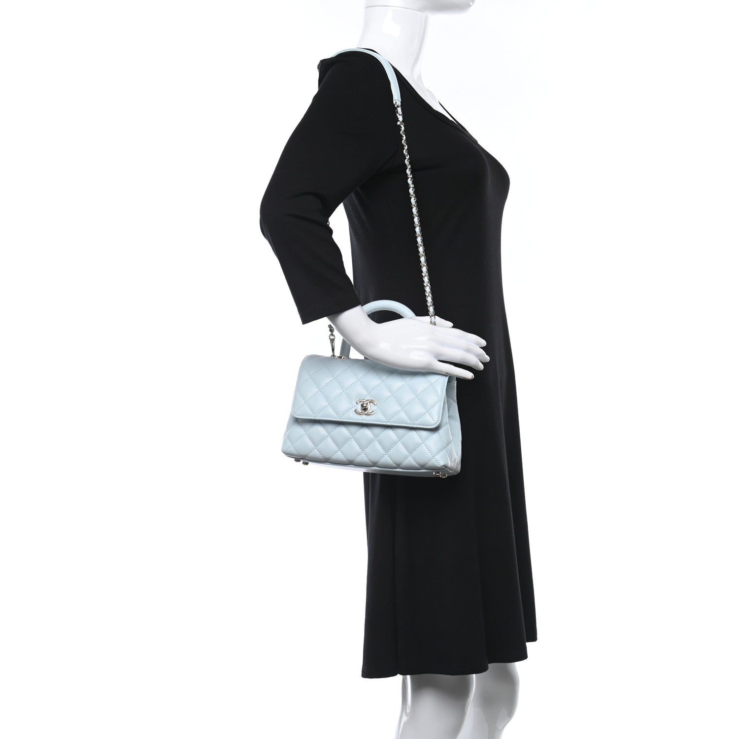 Chanel Caviar Quilted Mini Coco Handle Flap Light Blue 2 of 9
