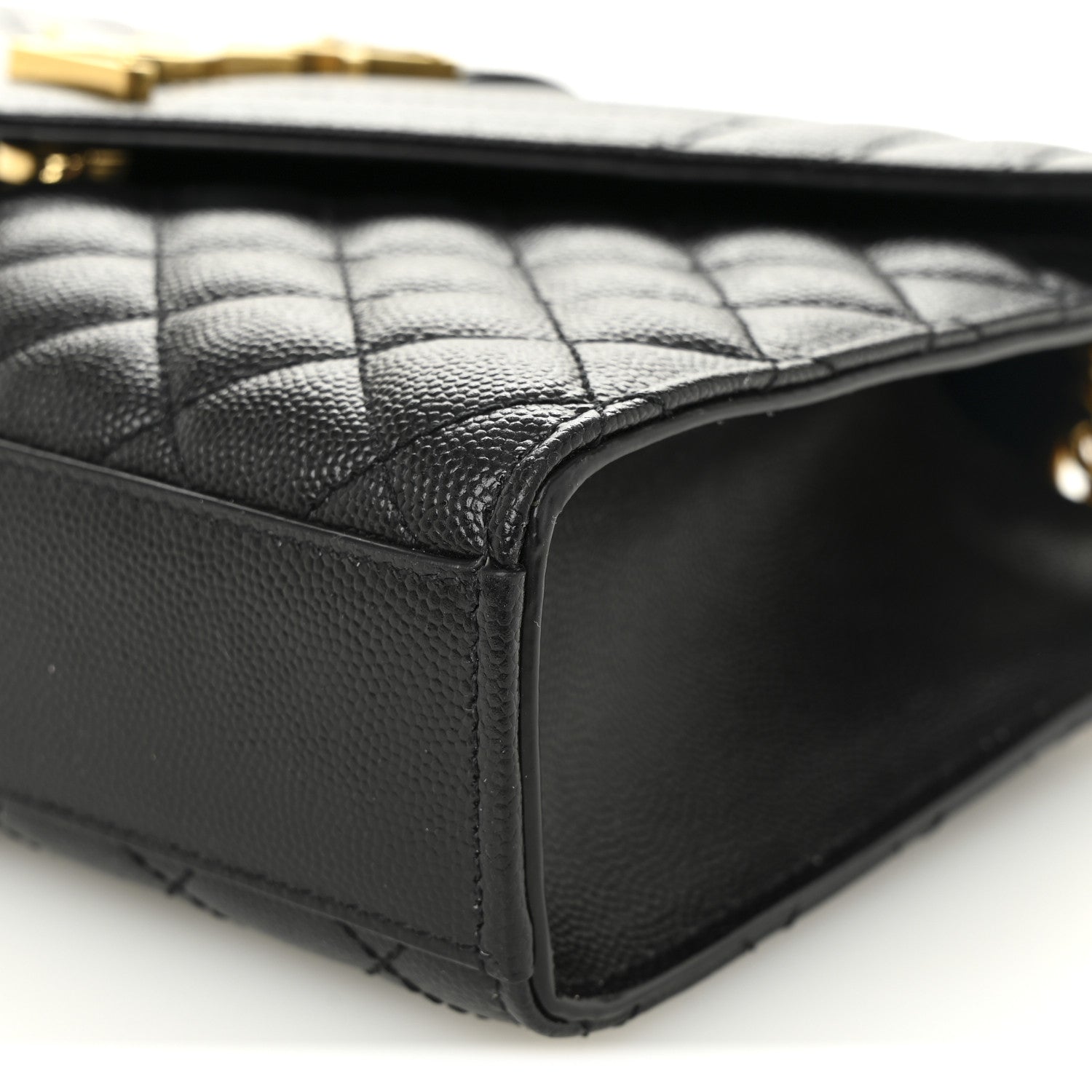 Saint Laurent Grain De Poudre Textured Mixed Matelasse Triquilt Medium Monogram Satchel Black 10 of 10