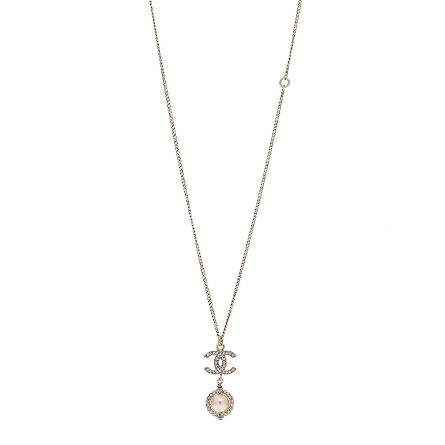 Crystal Pearl CC Lace Camellia Necklace Gold