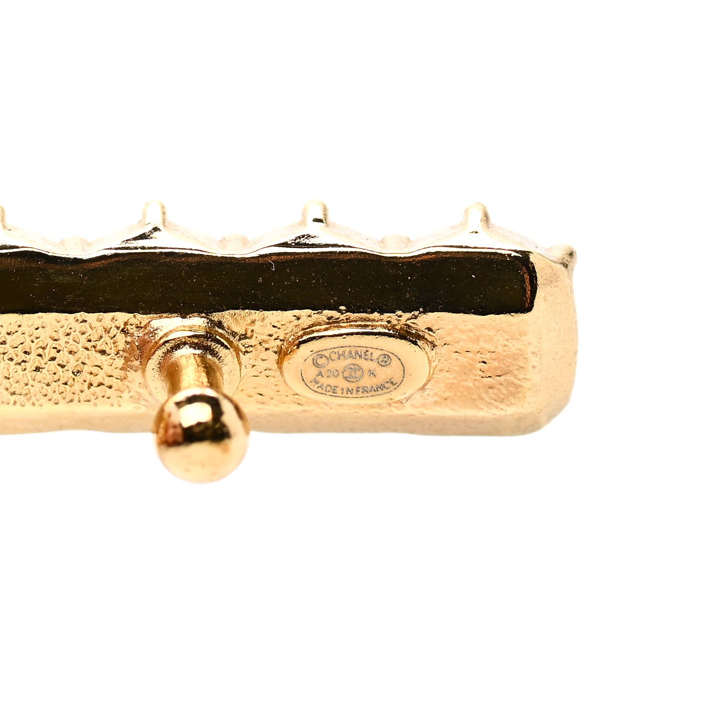 Chanel Pearl Crystal CC Hair Clip Barrette Gold Black Pearly White 3 of 3