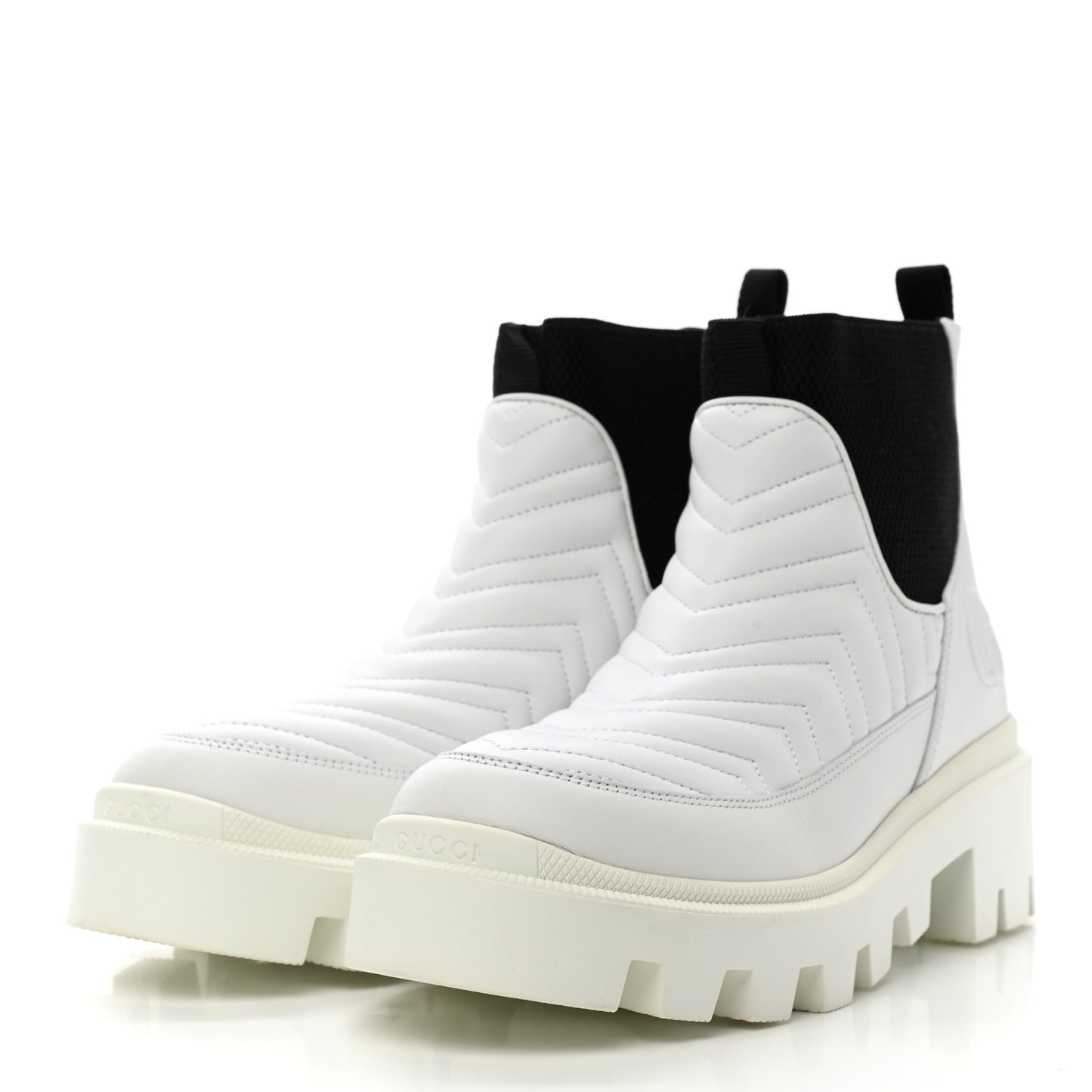 Calfskin Nappa Matelasse Frances Chelsea Boots 39 Great White Black