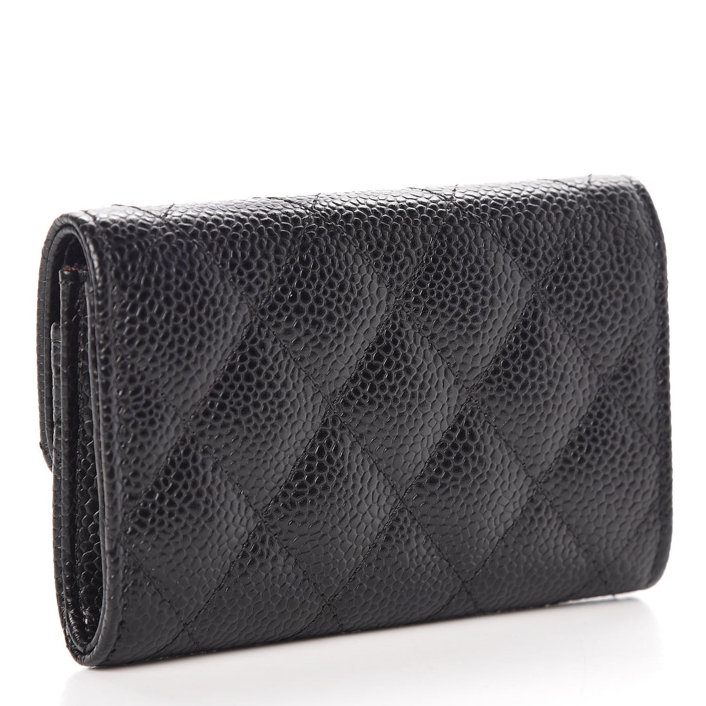 Caviar Quilted Flap Card Holder Black