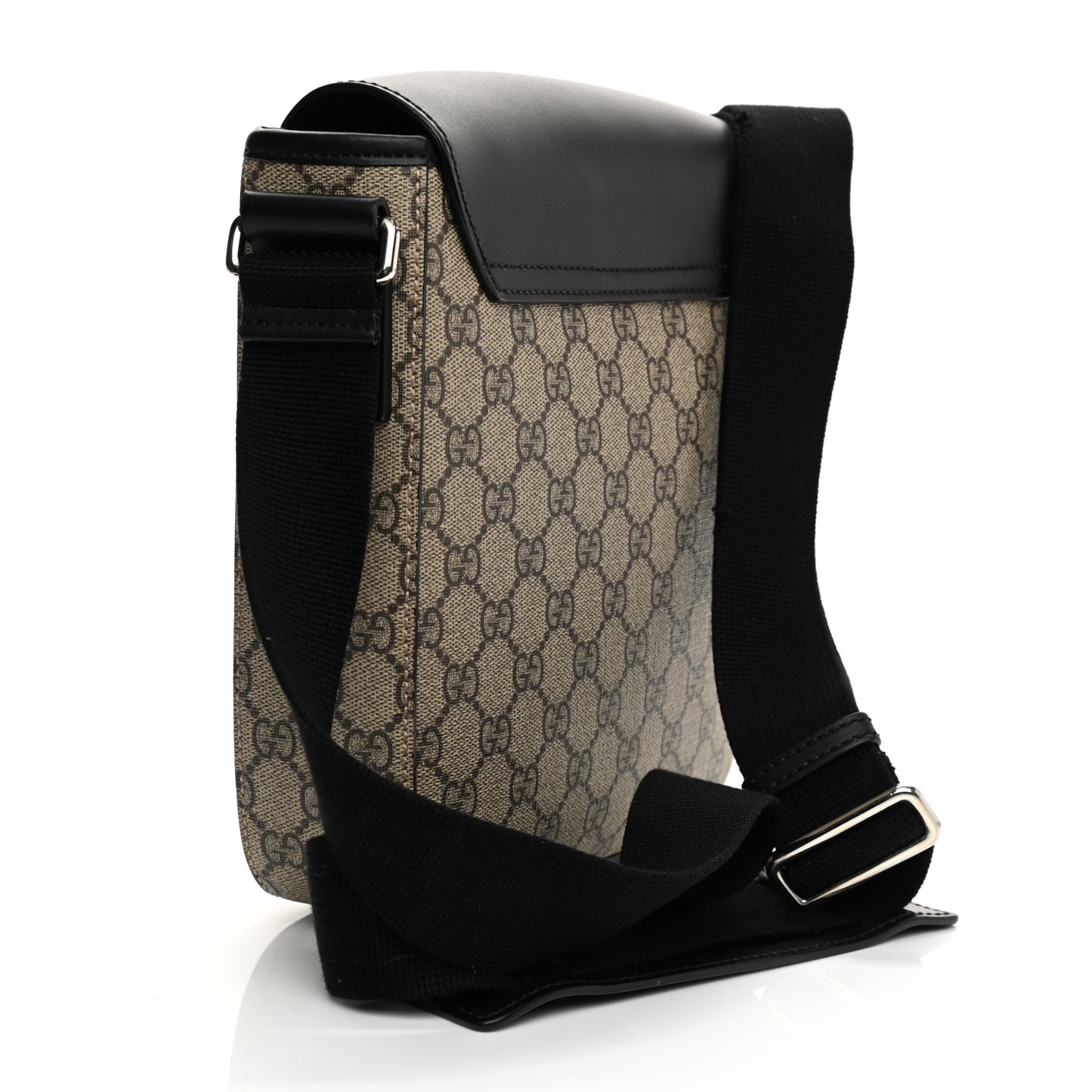 GG Supreme Monogram Single Buckle Flap Messenger Bag Beige Black