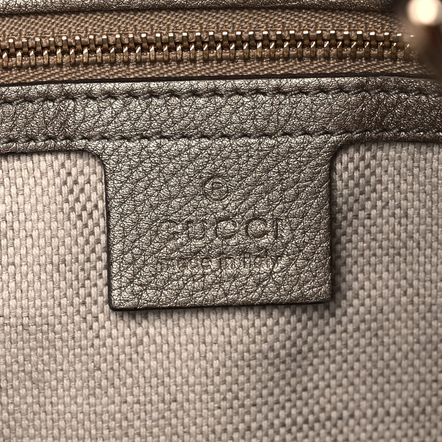 Metallic Pebbled Calfskin Medium Soho Shoulder Bag Golden Beige