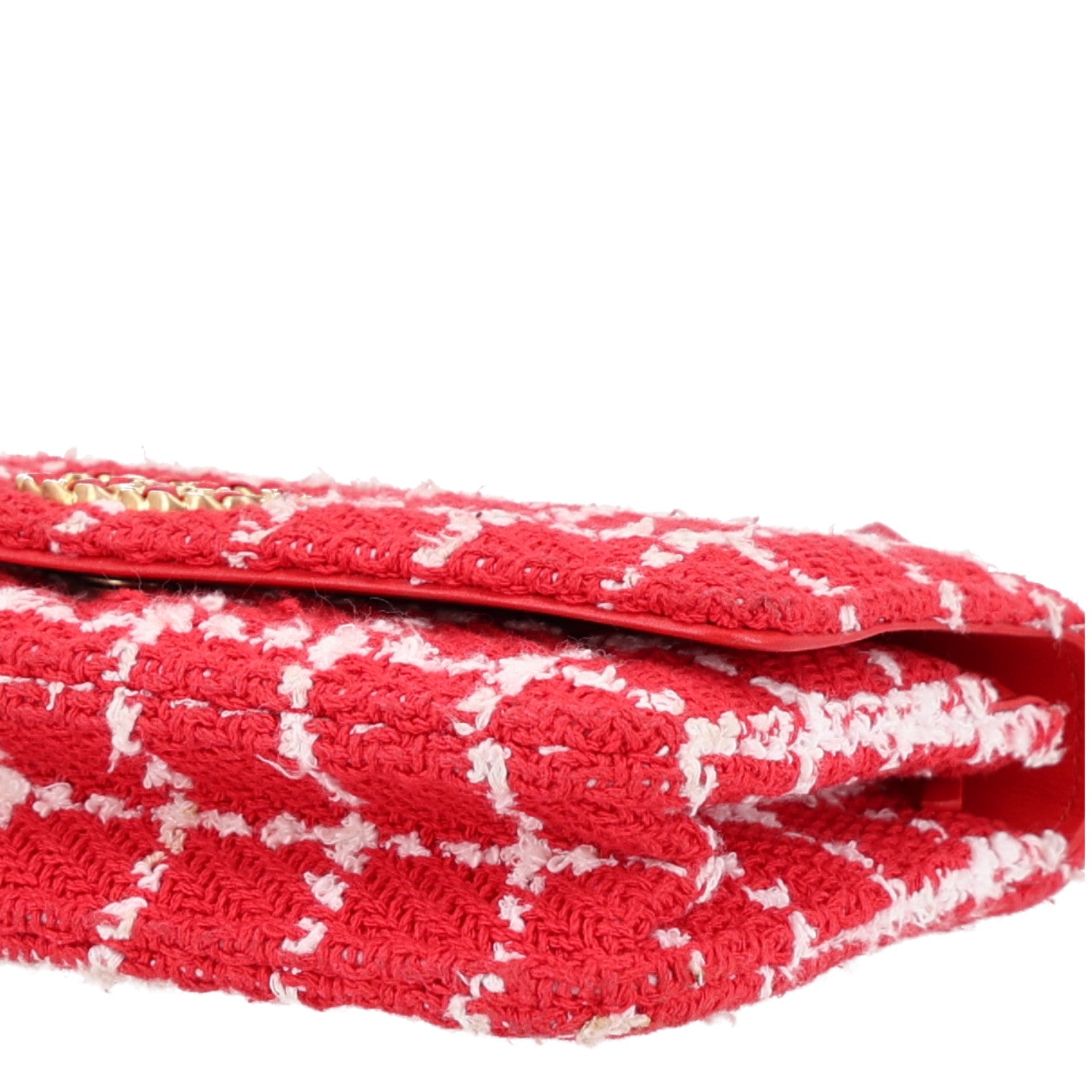 Chanel Tweed Quilted Chanel 19 Wallet On Chain WOC Red White 11 of 11
