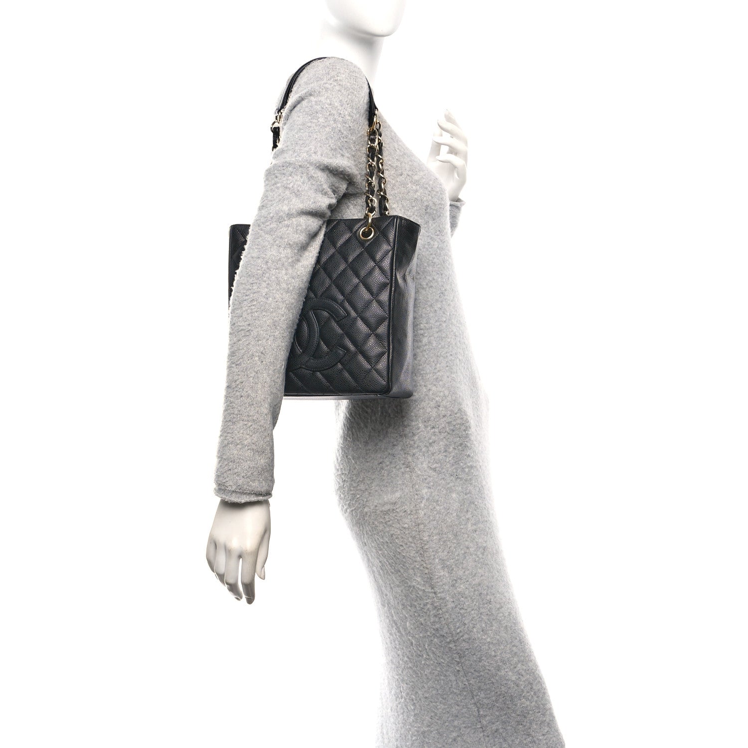 Chanel Caviar Quilted Petit Shopping Tote PST Black 2 of 10