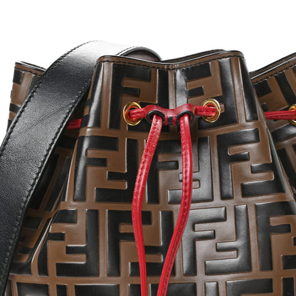 Fendi Vitello Grace F is Fendi Bi-Color FF 1974 Embossed Grande Mon Tresor Bucket Bag Maya Black Fragola 8 of 10