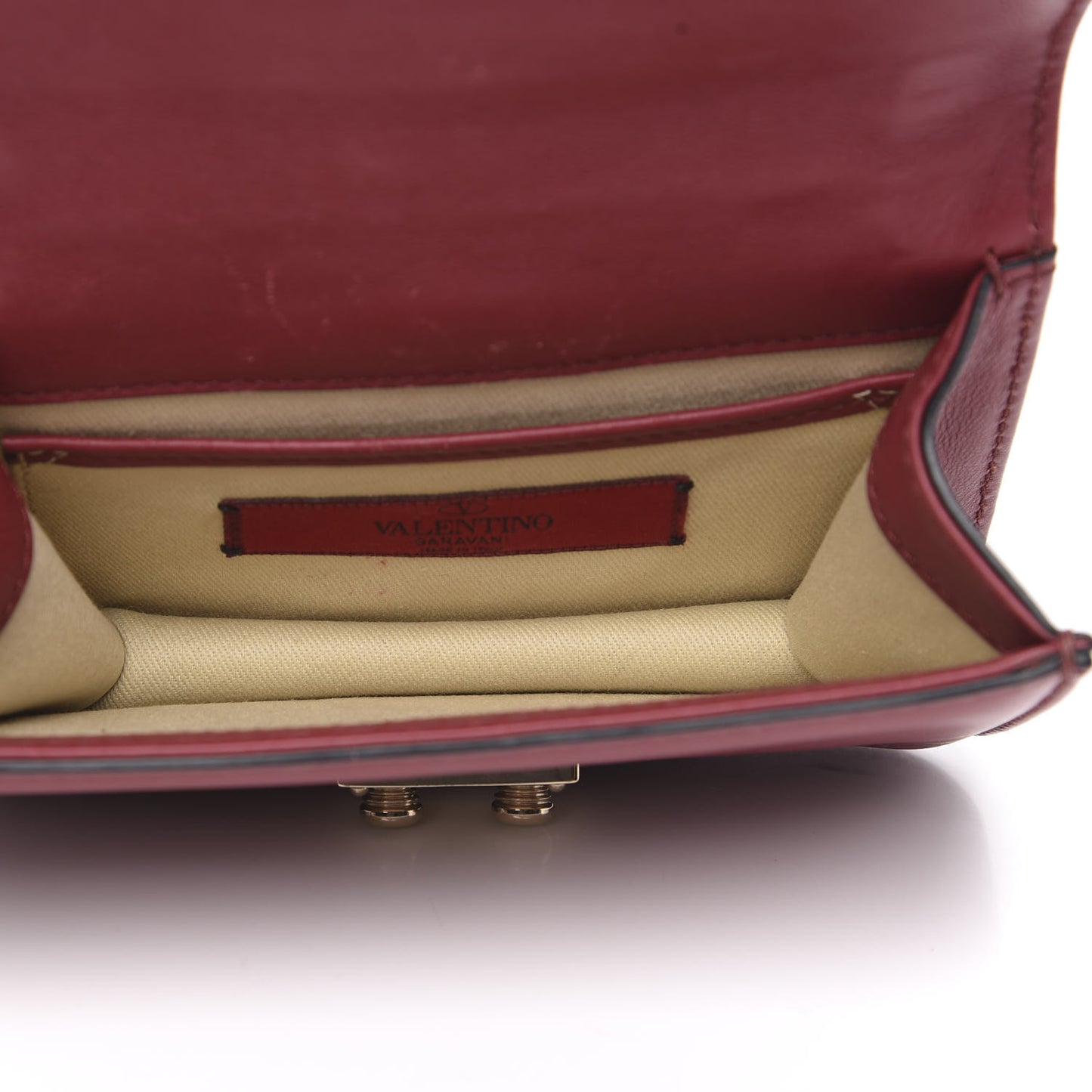 Vitello Mini Glam Lock Rockstud Flap Red