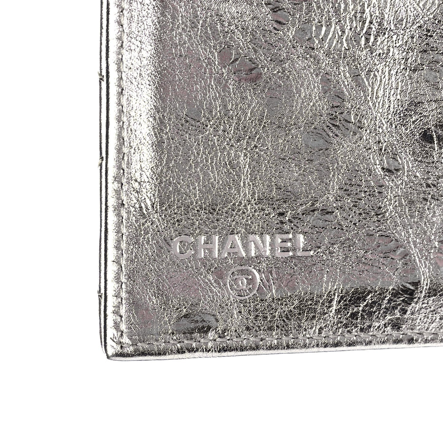 Metallic Aged Calfskin Quilted Reissue Long Flap Wallet Light Silver