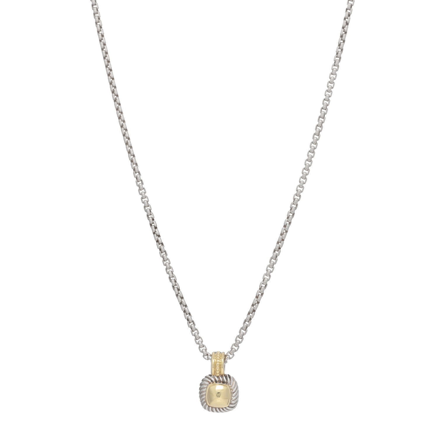 David Yurman Sterling Silver 14K Yellow Gold Petite Albion Dome Pendant Necklace 1 of 3