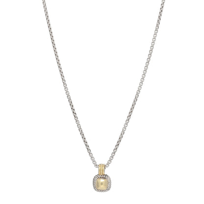 David Yurman Sterling Silver 14K Yellow Gold Petite Albion Dome Pendant Necklace 1 of 3