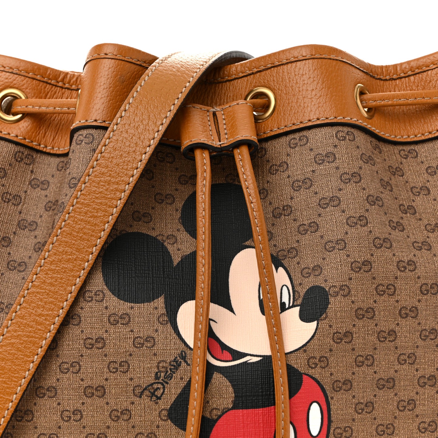X DISNEY Mini Vintage GG Supreme Monogram Bucket Bag Beige Vintage Sun Oil