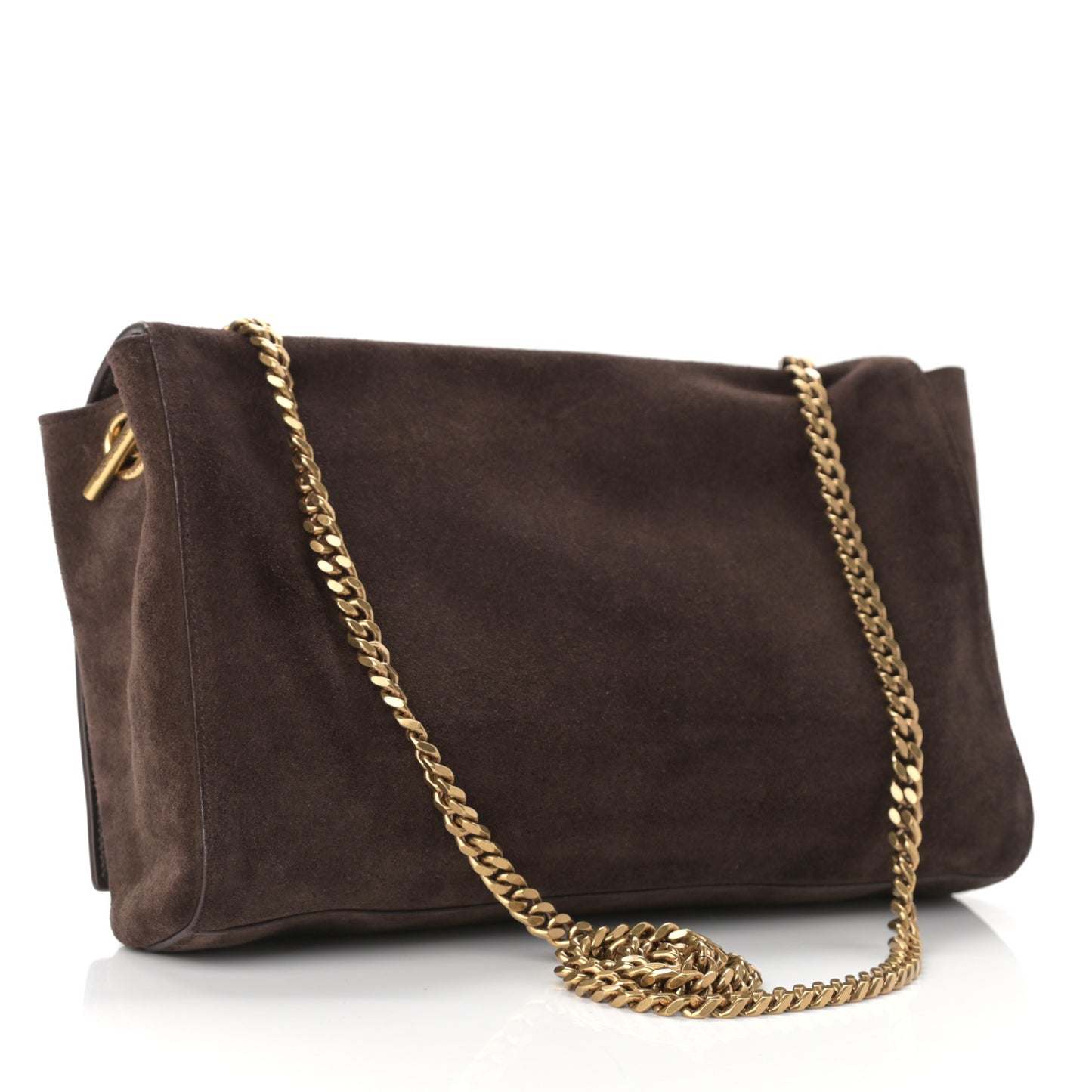 Smooth Calfskin Suede Medium Reversible Monogram Kate Satchel Military Brown