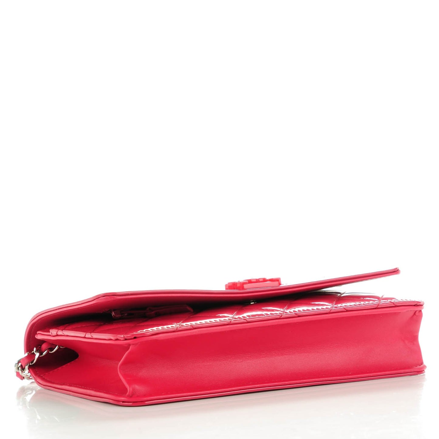 Patent Calfskin Quilted Boy Wallet On Chain WOC Pink
